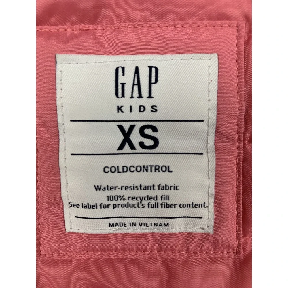Gap Kids Puffer‎ Jacket Girls XS Pink Hooded Lightweight Coat ColdControl